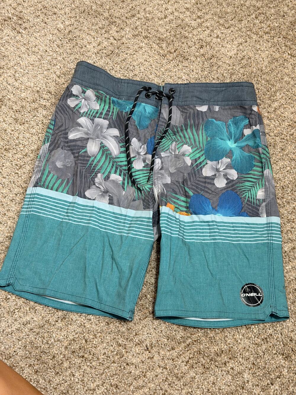 O'Neill Floral Hawaiian Board Shorts Drawstring Waist Stretch Boys Size 10